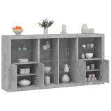 vidaXL Servantă cu lumini LED, gri beton, 202x37x100 cm