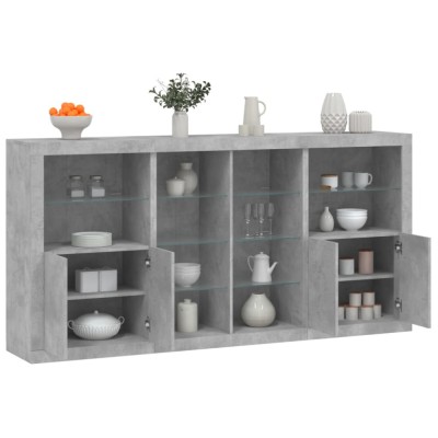 vidaXL Servantă cu lumini LED, gri beton, 202x37x100 cm foto