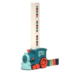 Trenulet educational de jucarie Flippy, pe baterii, cu 60 piese de domino, 3-7 ani, Multicolor, 26.5 cm x 8 cm x 14 cm foto