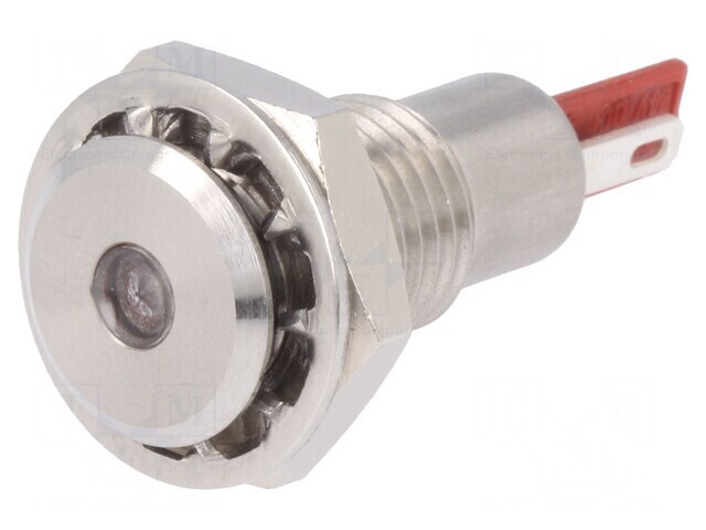 Lampă LED plată roșie 24VDC &Oslash;12,1mm IP67
