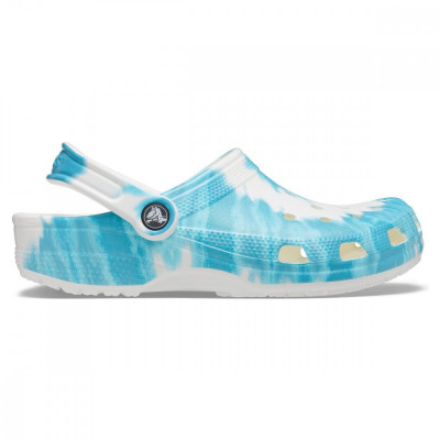 Saboti Crocs Classic Tie-Dye Graphic Clog Albastru deschis - Digital Aqua foto