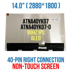 Display OLED Laptop, Asus, ZenBook 14 UX3402ZA, 18200-14000300, ATNA40YK07, Rezolutie 2.8K, 2880x1800, IPS, 90Hz, 40 pini, non touch