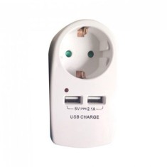 Adaptor priza 16a 3680w + 2usb 2.1a, alb foto