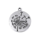 Pandantiv decorativ rotund papadie, diametru 25 mm Platinum, Crisalida