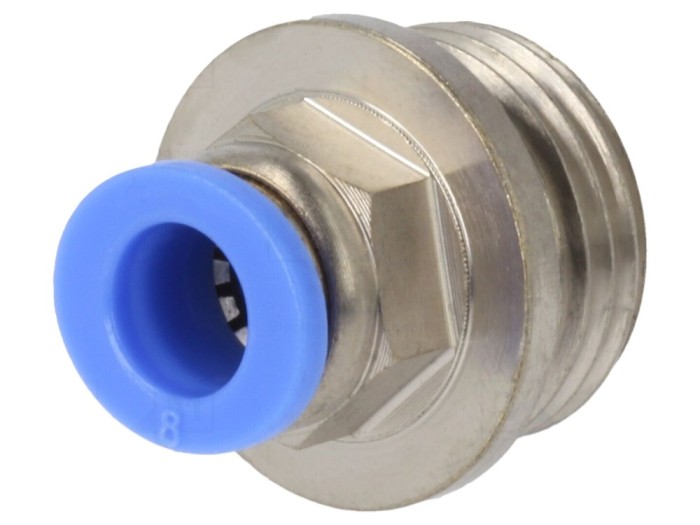 Conector push-in simplu alamă nichelată