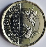Marea Britanie 2023: 1 Pound Charles al III-lea - Albine (Honeybees), KM#2447, UNC