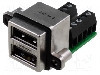 Conector USB A, in&amp;#351;urubare, pt. montare pe panou, AMPHENOL - MUSB-C411-30