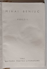POEZII de MIHAI BENIUC , 1962 *FORMAT REDUS foto