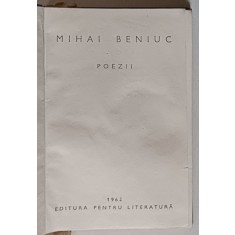 POEZII de MIHAI BENIUC , 1962 *FORMAT REDUS