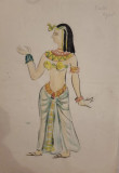 Cumpara ieftin Schita costum balet, dans egiptean Spărgătorul de nuci 1959, Opera Bucuresti, Istorice, Acuarela, Realism