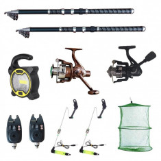 Set pescuit sportiv 2 lansete Ultra Carp 2.7m, proiector solar, 2 mulinete, 2 senzori cool angel, swingeri si foto