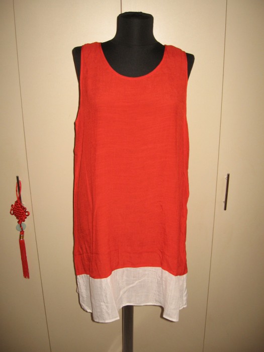 Rochie ca noua rosu/ alb, diafana Mar L