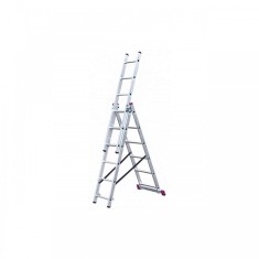 Scara multifunctionala cu functie de egalizare din aluminiu Krause, 4.55 m inaltime lucru, 3x6 trepte, pliabila