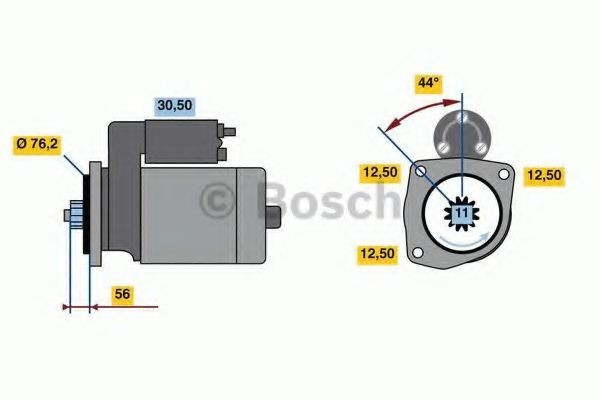 Starter VW TRANSPORTER V platou / sasiu (7JD, 7JE, 7JL, 7JY, 7JZ, 7FD) (2003 - 2016) BOSCH 0 986 024 100