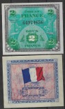 !!! RARR : FRANTA , FORTELE ALIATE - 2 FRANCI 1944 - P 114 a - UNC / CEA DIN SCAN