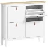 HOMCOM Pantofar Slim cu 4 Sertare pentru 20 Perechi de Pantofi, Mărime EU44 și Separatoare Reglabile, 105x24x95,5 cm, Alb | Aosom Romania