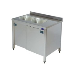 Spalator inox tip dulap 2 cuve dreapta cu picurator 1900*700*850 foto