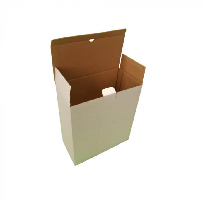 Set 100 Cutii cu Preformare, 254x59x188 mm, Carton Alb/Natur