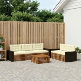 vidaXL Set de canapele de exterior 6 pcs Natural și Crem 3383033