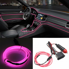 Fir Neon Auto Electroluminiscent El Wire 2M Cu Lumina Roz Cu Droser Si Mufa Bricheta 666035