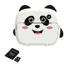 Pachet: Camera foto-video digitala pentru copii, THD Pixels KX-03, card micro SD 32Gb, Wifi, imprimanta termica, rezolutie 12 megapixeli, model Panda