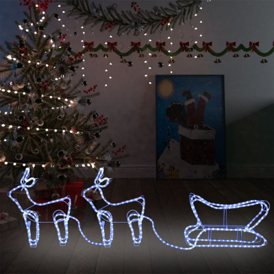 Decorațiune de Crăciun cu reni și sanie, 576 LED-uri, exterior foto