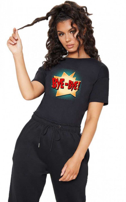 Tricou dama negru - Bye Bye - M