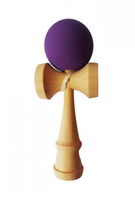 Kendama profesionala, Bila din lemn cu strat de silicon, Lemn/Mov, 16KD