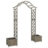 Pergola de gradina cu jardiniera, gri, lemn masiv de brad