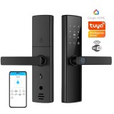Incuietoare inteligenta smart cu amprenta, CUANTIS, bluetooth, Wi-Fi, cod PIN, card RFID, cheie, control prin aplicatie TTLock, Google Smart Home, ala
