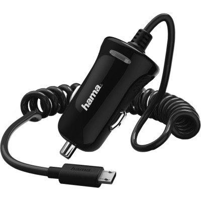 Incarcator auto Hama micro-USB, 2.4 A, Negru foto