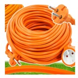 Cablu prelungitor pentru curent, lungime 40 metri, grosime 2x1 mm, 2500 W, portocaliu, Verke