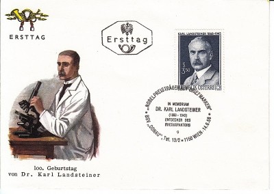 Austria &amp;Ouml;sterreich 1968 100 Jahre Karl Landsteiner FDC K.054 foto