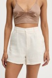 Answear Lab pantaloni scurti culoarea bej, neted, high waist