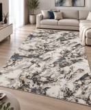 Cumpara ieftin Covor Elsa 12288 A, Marime 150 x 230 cm, Gri, Crem si Albastru, Inaltime Fir 7 mm, Antialergic, Polipropilena, Living, Dormitor
