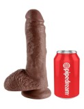 Dildo Realistic Cu Testicule King Cock, Brun, 20 cm