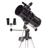 Cumpara ieftin Telescop astronomic Celestron PowerSeeker 127EQ, reflector Newtonian 127 mm, montură ecuatorială germană EQ, trepied din aluminiu, lentilă Barlow