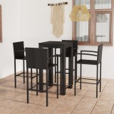 Cumpara ieftin Set bar exterior cu cotieră, 5 piese, negru, poliratan