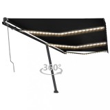 VidaXL Copertină automată cu senzor v&acirc;nt &amp; LED, antracit, 600x350 cm