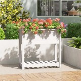 Cumpara ieftin Jardinieră cu raft, alb, 82,5x34,5x81 cm, lemn masiv de pin