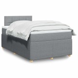 vidaXL Pat box spring cu saltea, gri deschis, 120x190 cm, textil 3289695