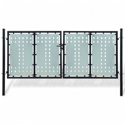 vidaXL Poartă de gard cu o ușă, negru, 300x175 cm foto