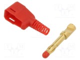 Conector banană 4mm 32A roşu cu izolaţie &icirc;n unghi ST&Auml;UBLI
