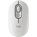 Mouse Wireless Logitech POP cu emoji, Bluetooth, Silent Touch, 3 Way Easy-Switch, Off-White
