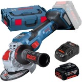Bosch GWX 18V-15 SC X-LOCK BITURBO - Polizor unghiular valiza speciala + Acumulator Li-Ion 18 V 5 Ah + Incarcator