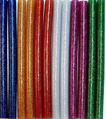 Set 12 baghete de silicon colorate cu sclipici diametru 7 mm si lungime 10 cm foto