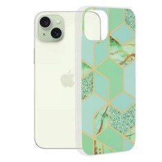 Husa pentru iPhone 15 Plus - Techsuit Marble Series - Green Hex foto