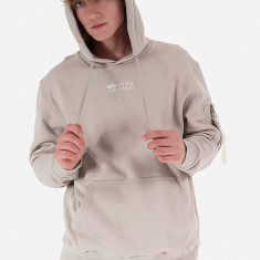 Alpha Industries hanorac de bumbac Organics EMB Hoody bărbați, culoarea gri, cu glugă, cu imprimeu 118350.627-grey