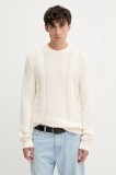 Tommy Jeans pulover de bumbac culoarea bej, light, DM0DM22101
