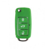Carcasa cheie Volkswagen Jetta Golf Passat Beetle Polo Bora Sharan Skoda Seat, verde, 3 butoane, Oem